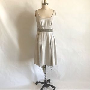 CARMEN MARC VALVO |  Metallic Tweed Cocktail Dress Beaded Detail Size 6